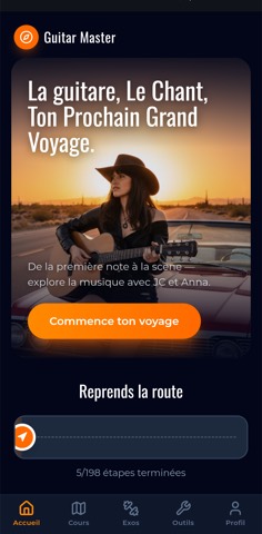 L'application Guitar Master sur téléphone : le parcours de progression